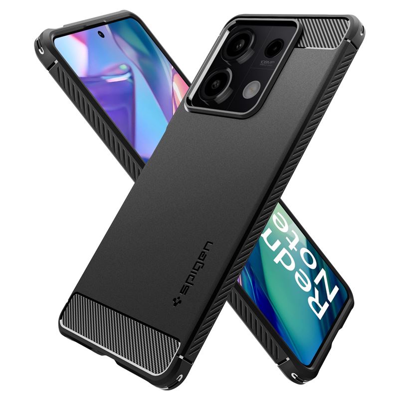 Husa Spigen Rugged Armor compatibila cu Xiaomi Redmi Note 13 5G Black (Ingredi, ACS07665) by www.silkase.ro